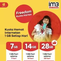 Paket Internet Indosat Data FUP Harian - 14GB (FUP 1GB/Hari ) 14Hari